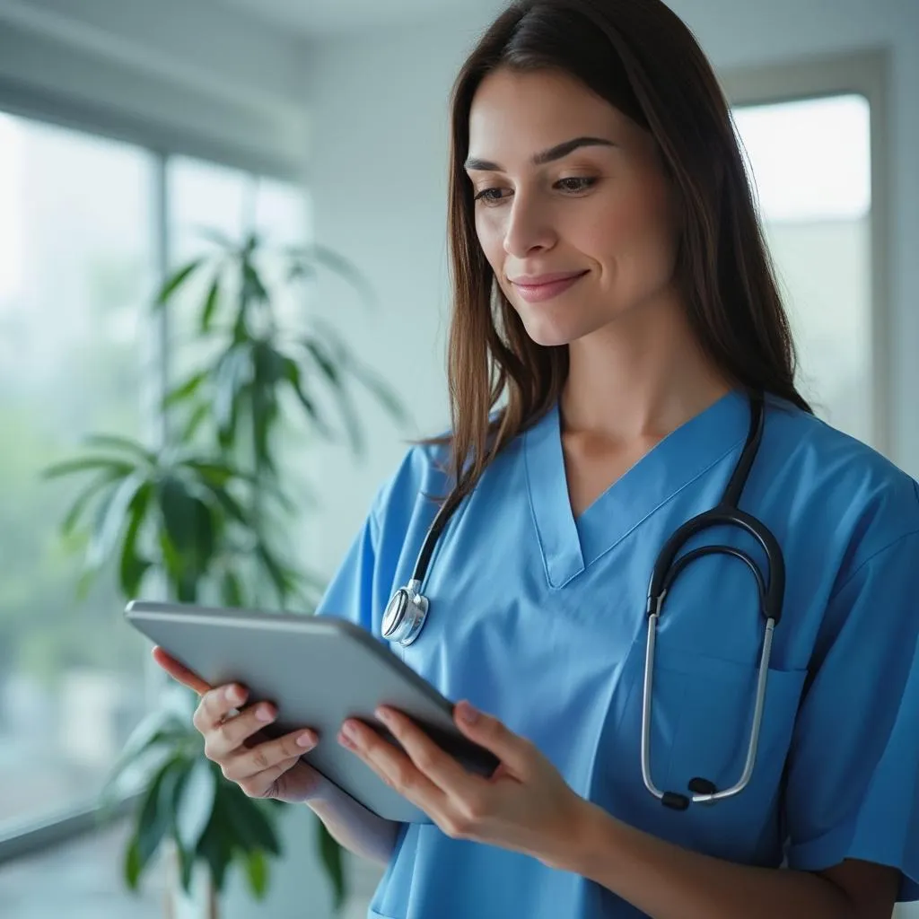 Healthcare professional with digital tablet