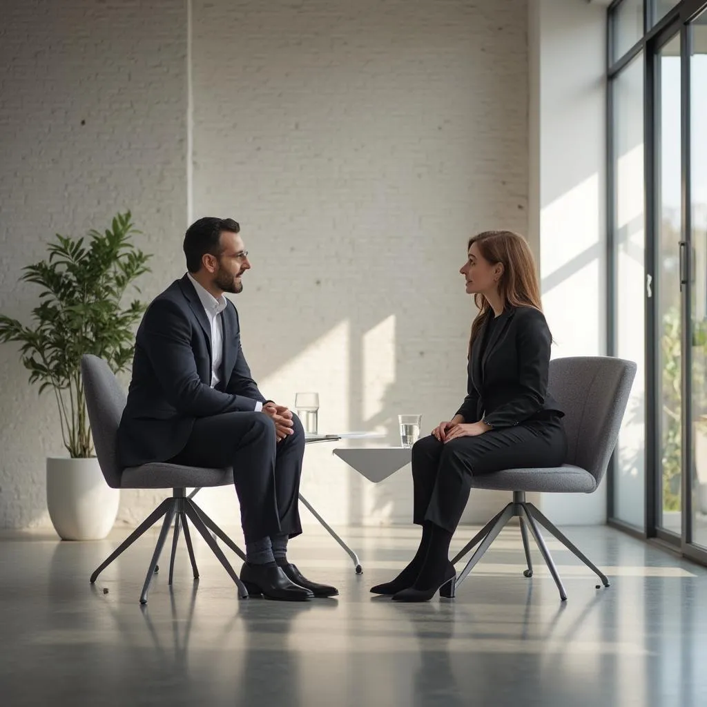 Face-to-face consultation in modern office